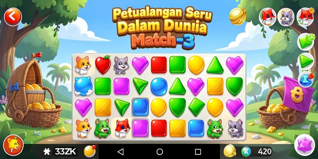 Tampilan gameplay seru di 33ZK yang penuh warna.