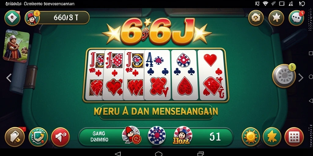 Menampilkan gameplay seru dalam permainan Domino 666J.