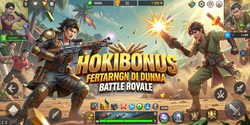 Tampilan gameplay seru di HOKIBONUS dengan aksi Battle Royale.