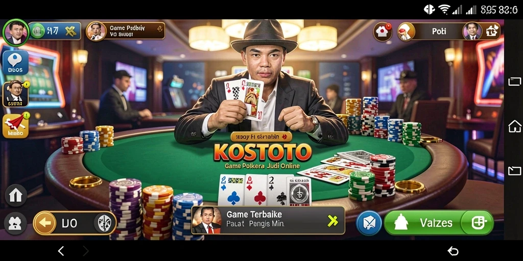 Tampilan gameplay KOSTOTO yang menarik saat bermain Poker.