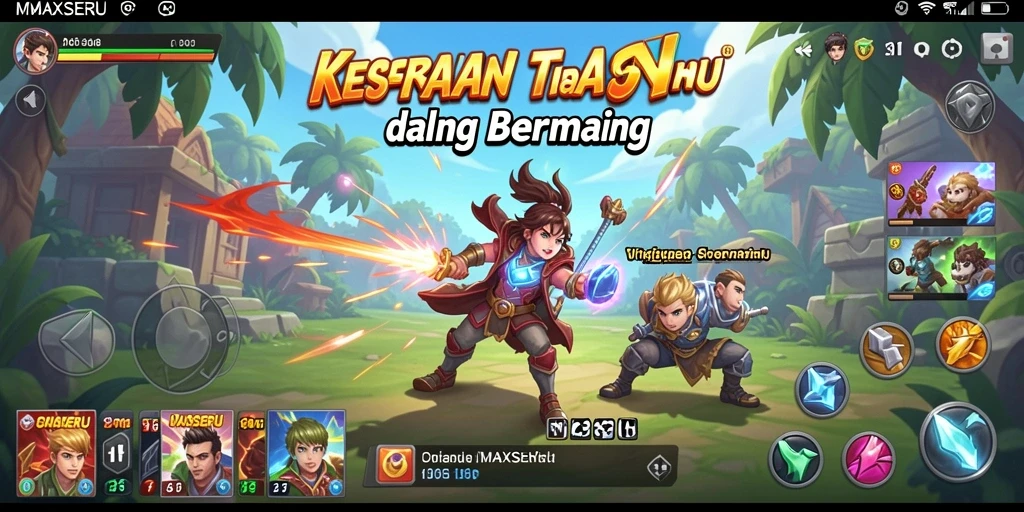 Tampilan gameplay MAXSERU yang seru dan penuh warna.