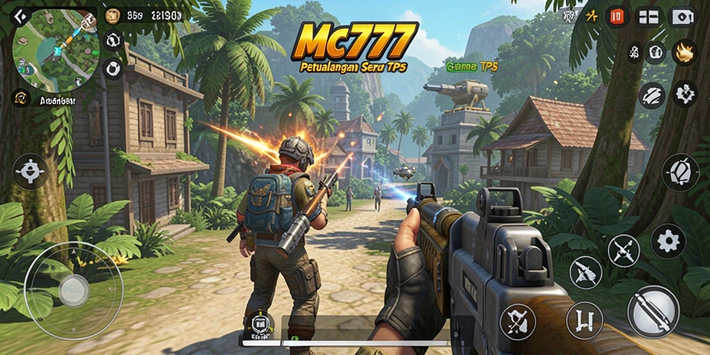 Screenshot gameplay MC777 menunjukkan aksi seru dalam mode TPS.