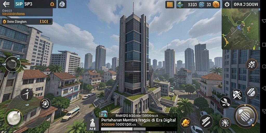 Screenshot SIP33 menampilkan aksi menara dengan serangan musuh yang menegangkan.
