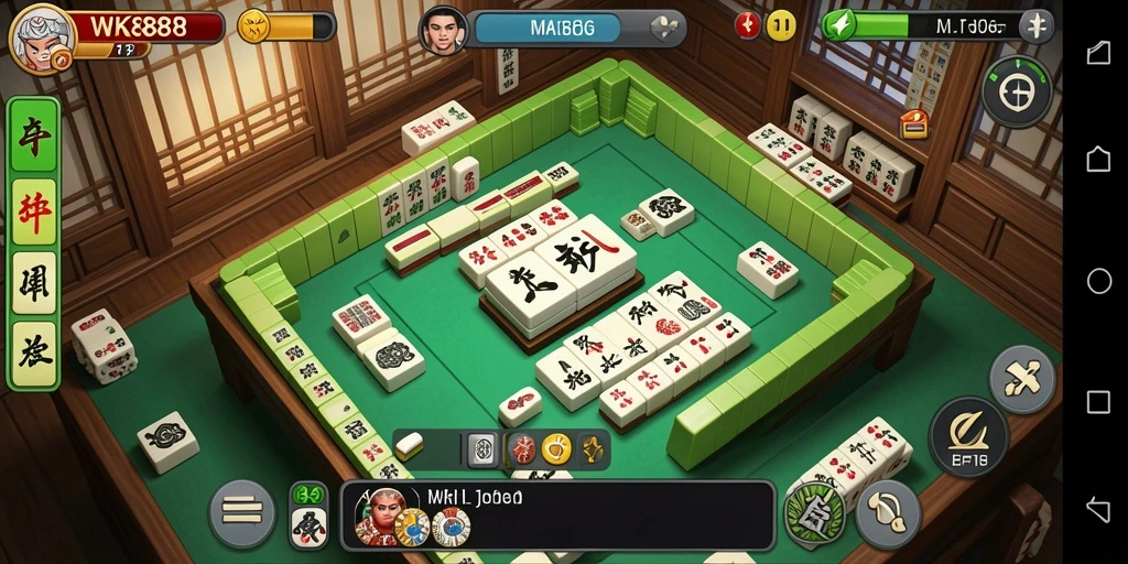Tangkapan layar game WK888 menampilkan gameplay Mahjong yang menantang.