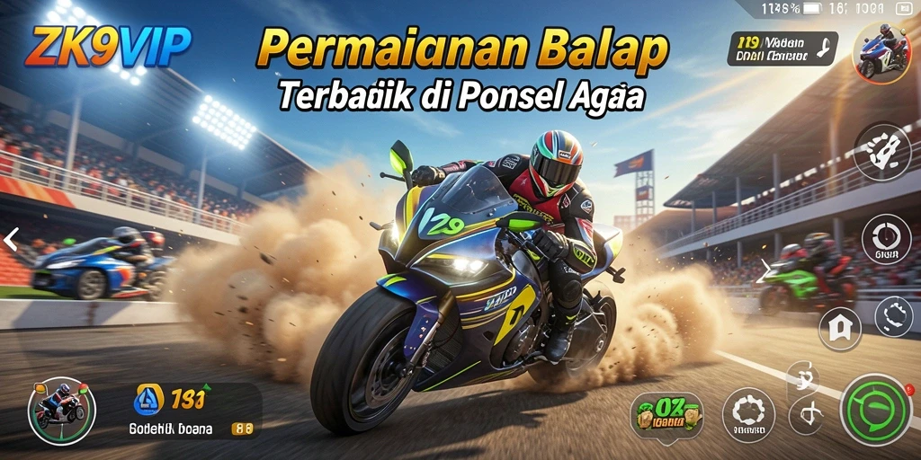 Tampilan gameplay seru dari ZK9VIP dengan berbagai mobil balap.